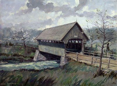 ERIC SLOANE, N.A.: (American 1905 – 1985) A painting, "Spring Lord's Creek, Irasburg," oil on board, signed. 18 ¼" x 24 ¼". Framed.