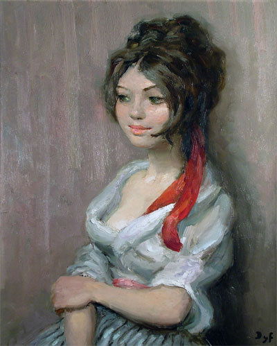 MARCEL DYF: (French 1899 - 1985) A painting, "Portrait of Claudine," oil on canvas, signed. 18 ½" x 22". Framed.