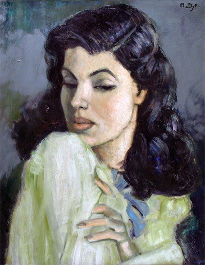 MARCEL DYF: (American 1899-1979) A painting, "Woman with Long Black Hair," oil on canvas, signed. 20" x 26". Framed.