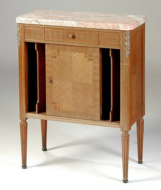 A LOUIS XVI STYLE GILT BRONZE MOUNTED TULIPWOOD BED