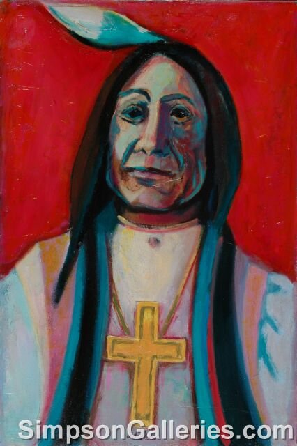 DAVID ADICKES (American b. 1927) A PAINTING,: DAVID ADICKES (American b. 1927) A PAINTING, "The Native," oil on canvas, signed. 24" x 16". Provenance: From the artist.