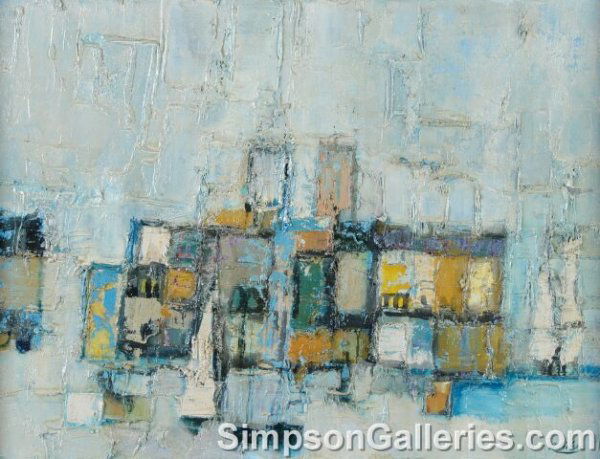 DAVID ADICKES (American b. 1927) A PAINTING, "The: DAVID ADICKES (American b. 1927) A PAINTING, "The Port at Antebes, France," oil on panel, signed L/R. 16" x 22". Framed.