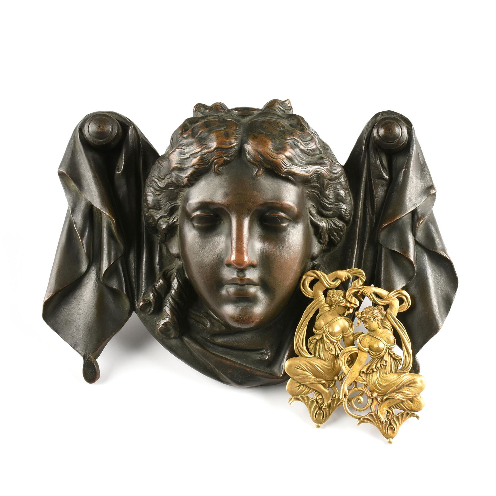 A GROUP OF THREE FRENCH ANTIQUE GILT AND PATINATED (1 of 7)