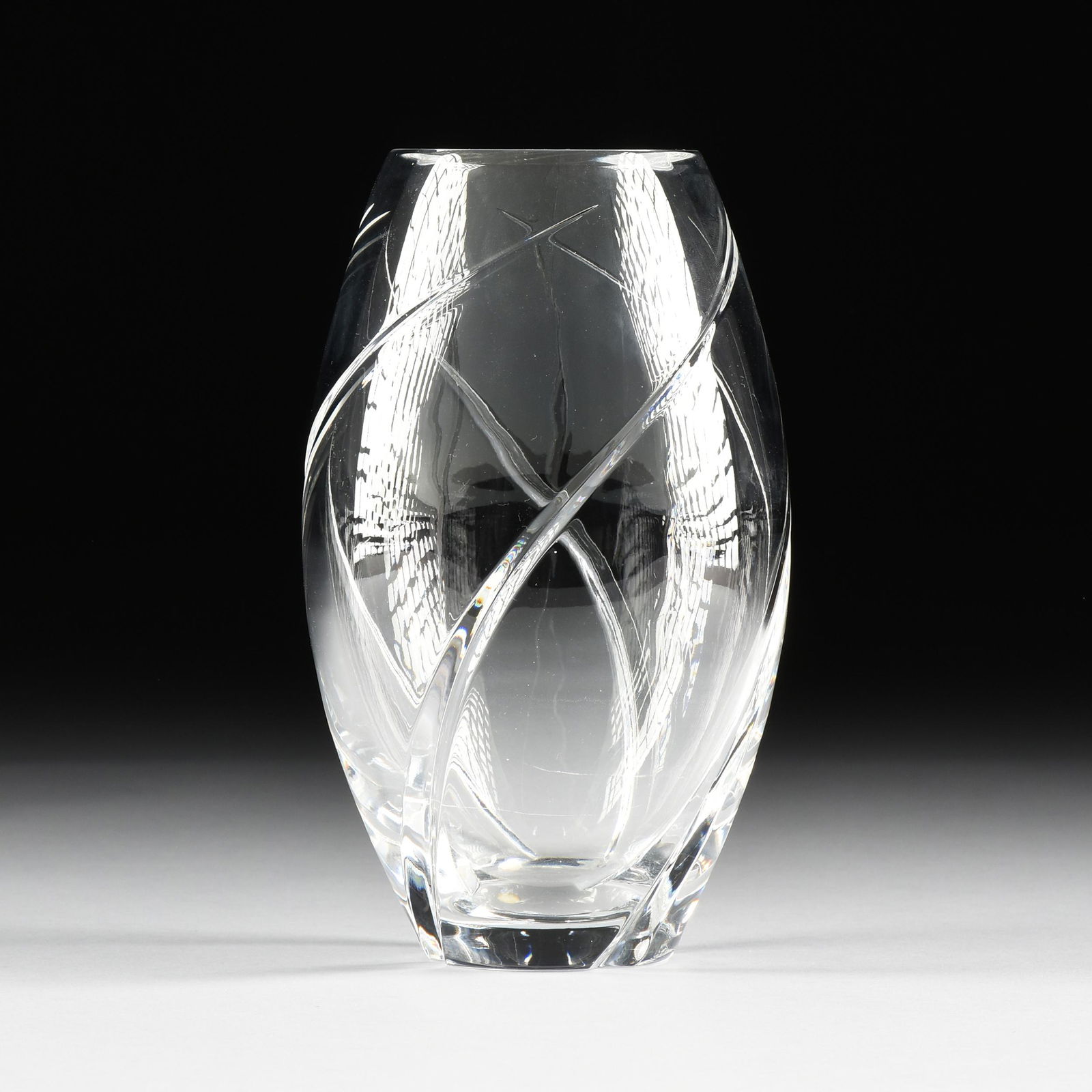 A TIFFANY & CO. CUT CRYSTAL VASE, SIGNED, MODERN, (1 of 3)