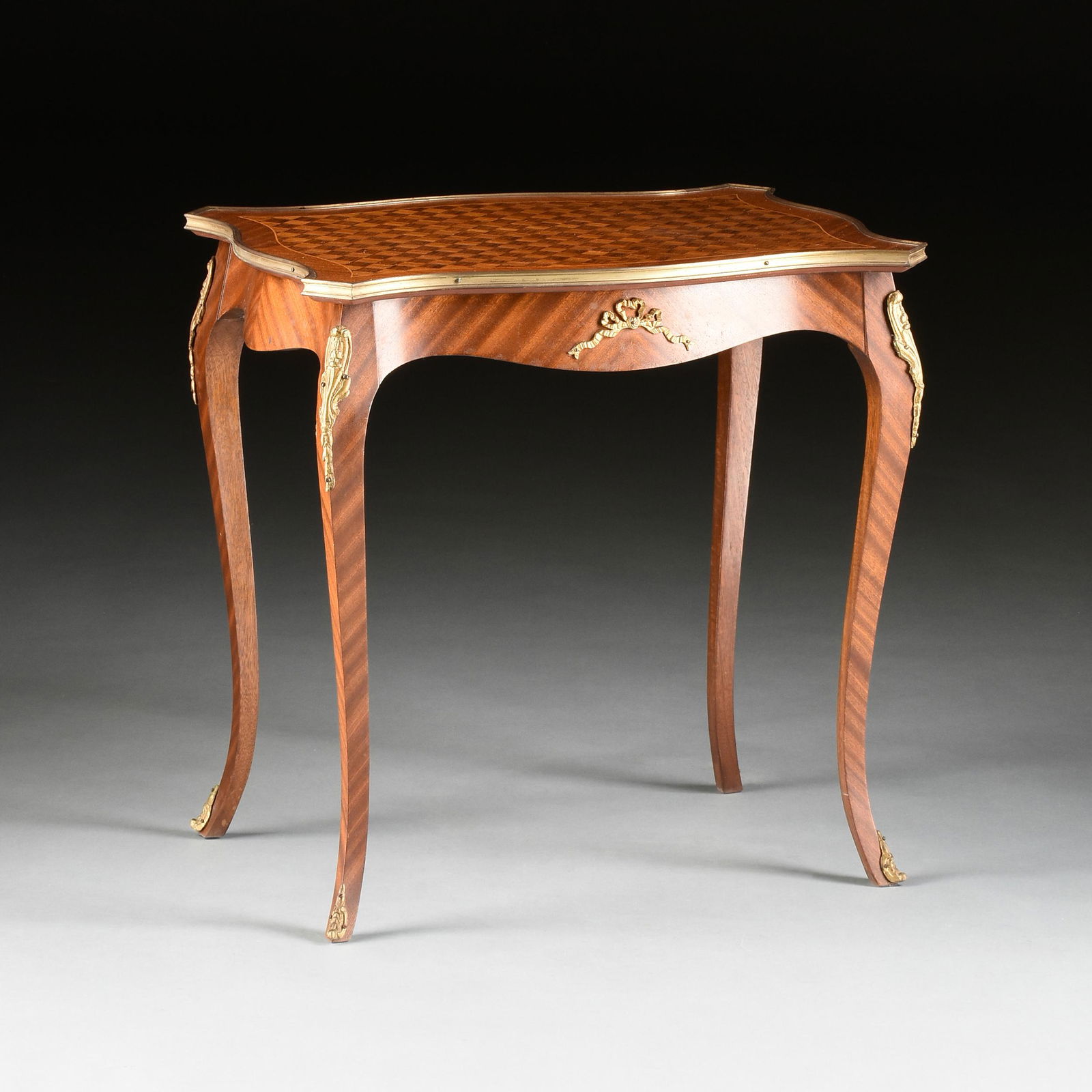 A LOUIS XV STYLE ORMOLU MOUNTED TULIPWOOD PARQUETRY (1 of 8)