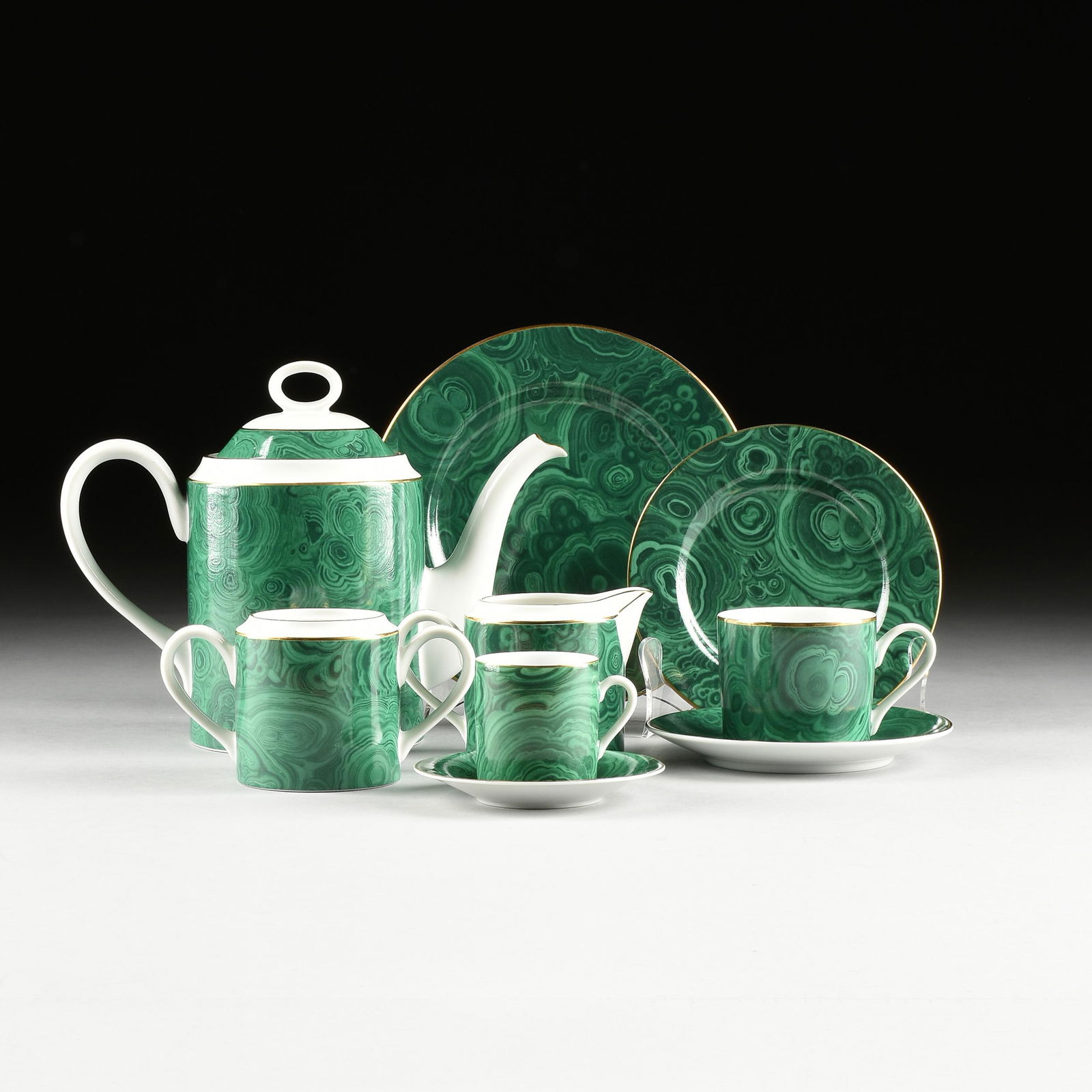 A FIFTY-ONE PIECE NEIMAN MARCUS "MALACHITE" COFFEE (1 of 11)