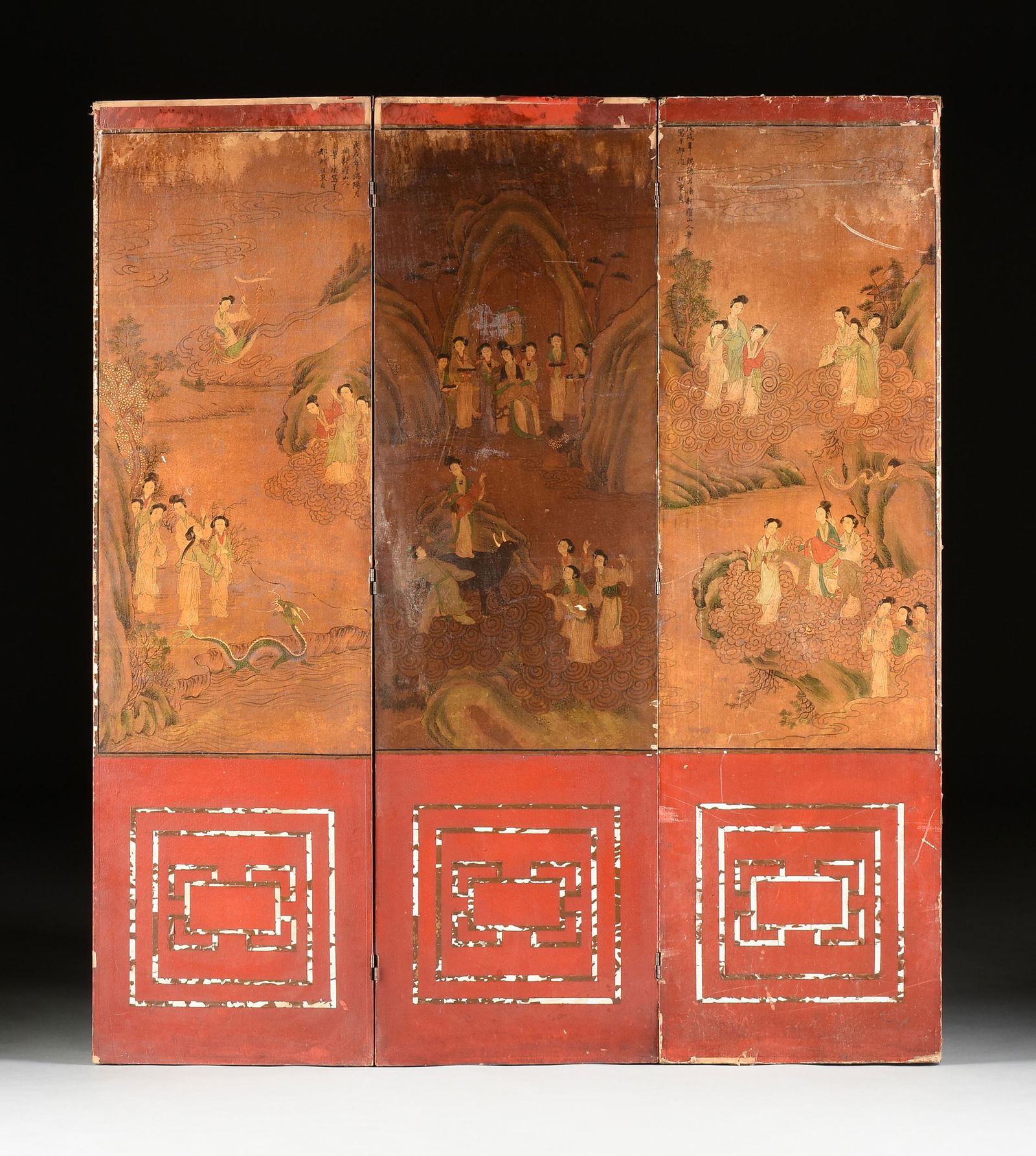 A CHINESE FOLDING SCREEN, "XI WANG MU (MOTHER OF THE (1 of 9)