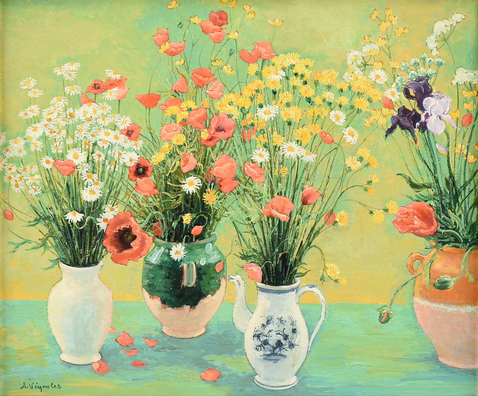 ANDRÉ VIGNOLES (French 1920-2017) A PAINTING, "Quatre (1 of 14)