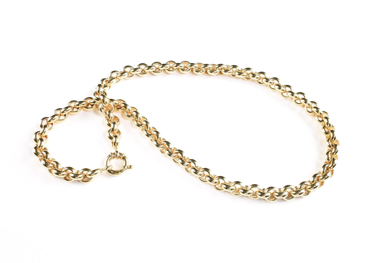 AN ITALIAN 14K YELLOW GOLD NECKLACE, (1 of 2)