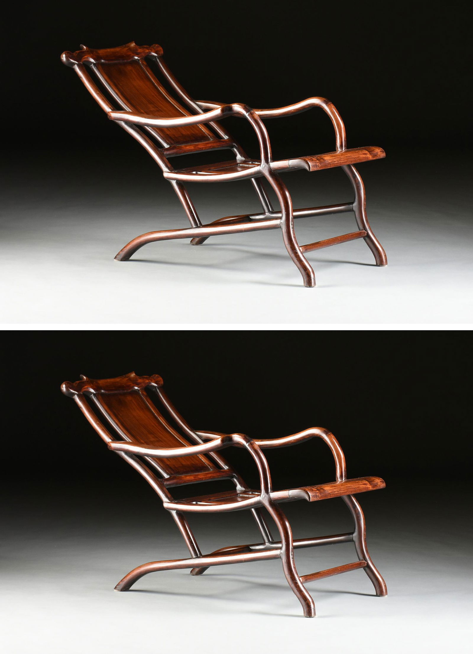 A PAIR OF CHINESE CARVED HARDWOOD "MOON GAZING" CHAIRS, (1 of 7)