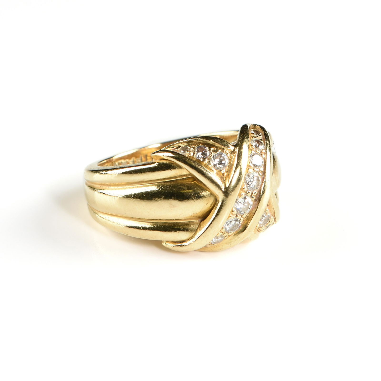 A TIFFANY & CO. 18K YELLOW GOLD AND DIAMOND SIGNATURE X (1 of 2)