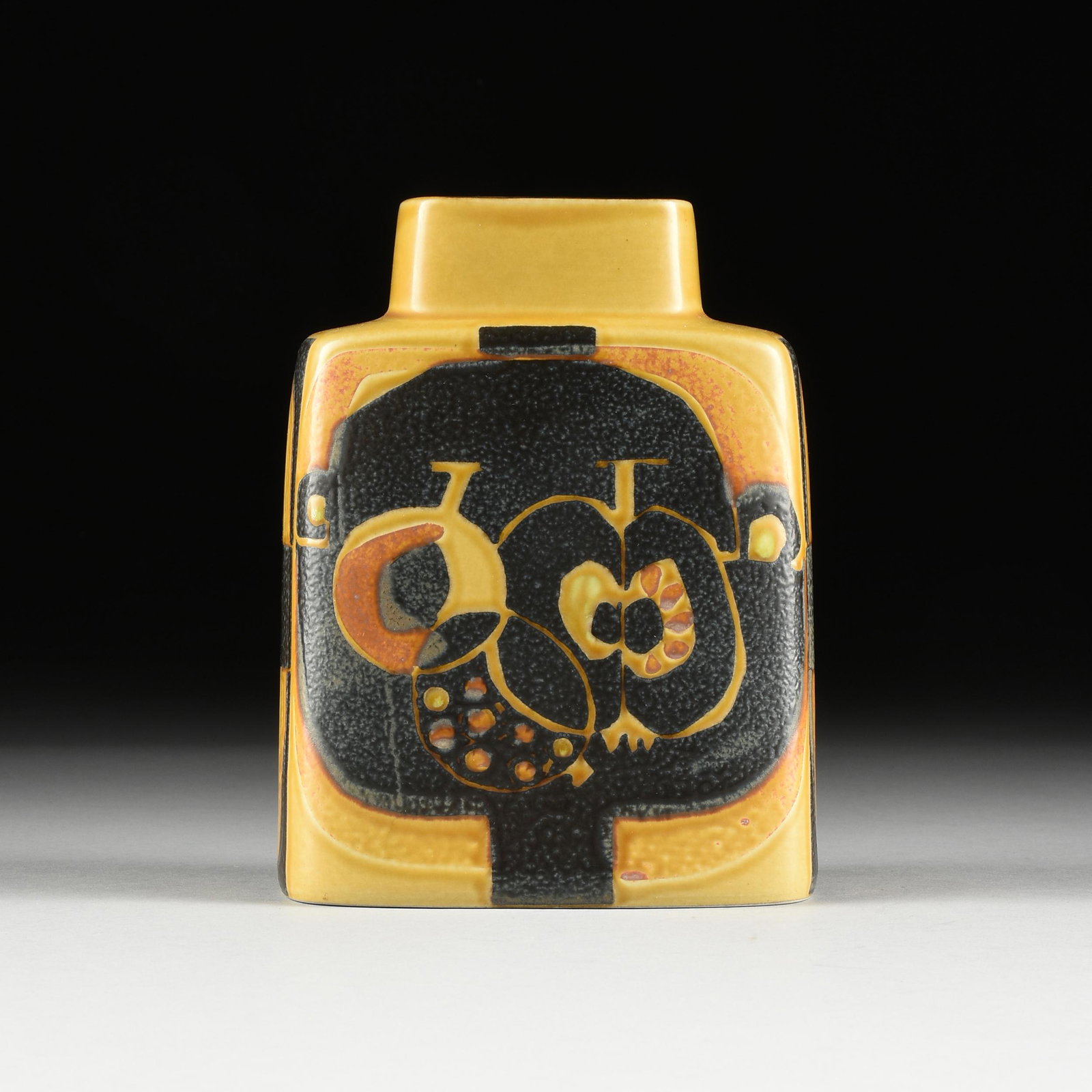 A ROYAL COPENHAGEN MODERNIST ENAMELED FAIENCE VASE, (1 of 8)