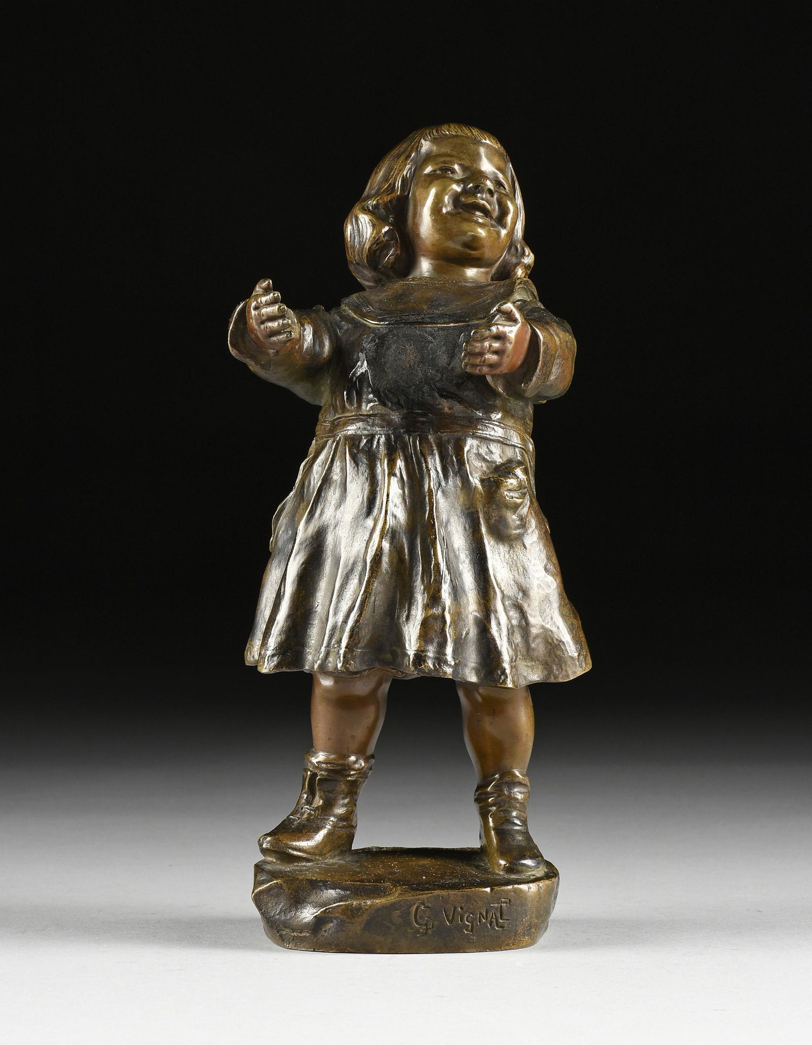 FRENCH SCHOOL, A BRONZE, "Child Playing," EARLY 20TH (1 of 11)
