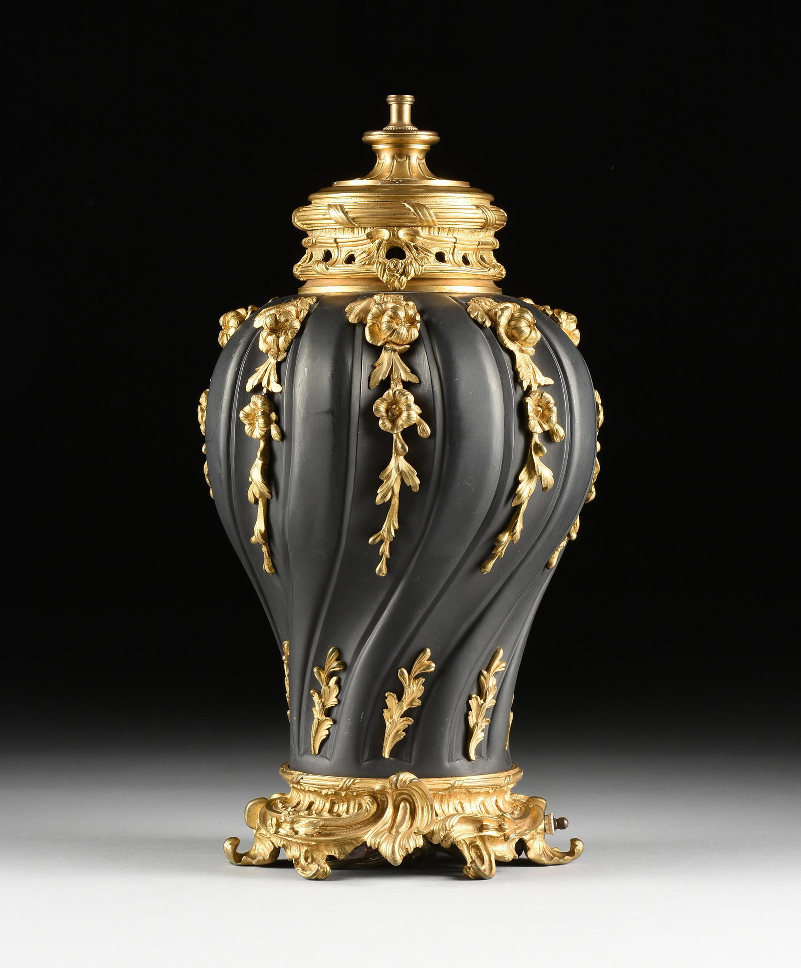 A FRENCH ROCOCO REVIVAL ORMOLU MOUNTED BLACK METAL (1 of 6)