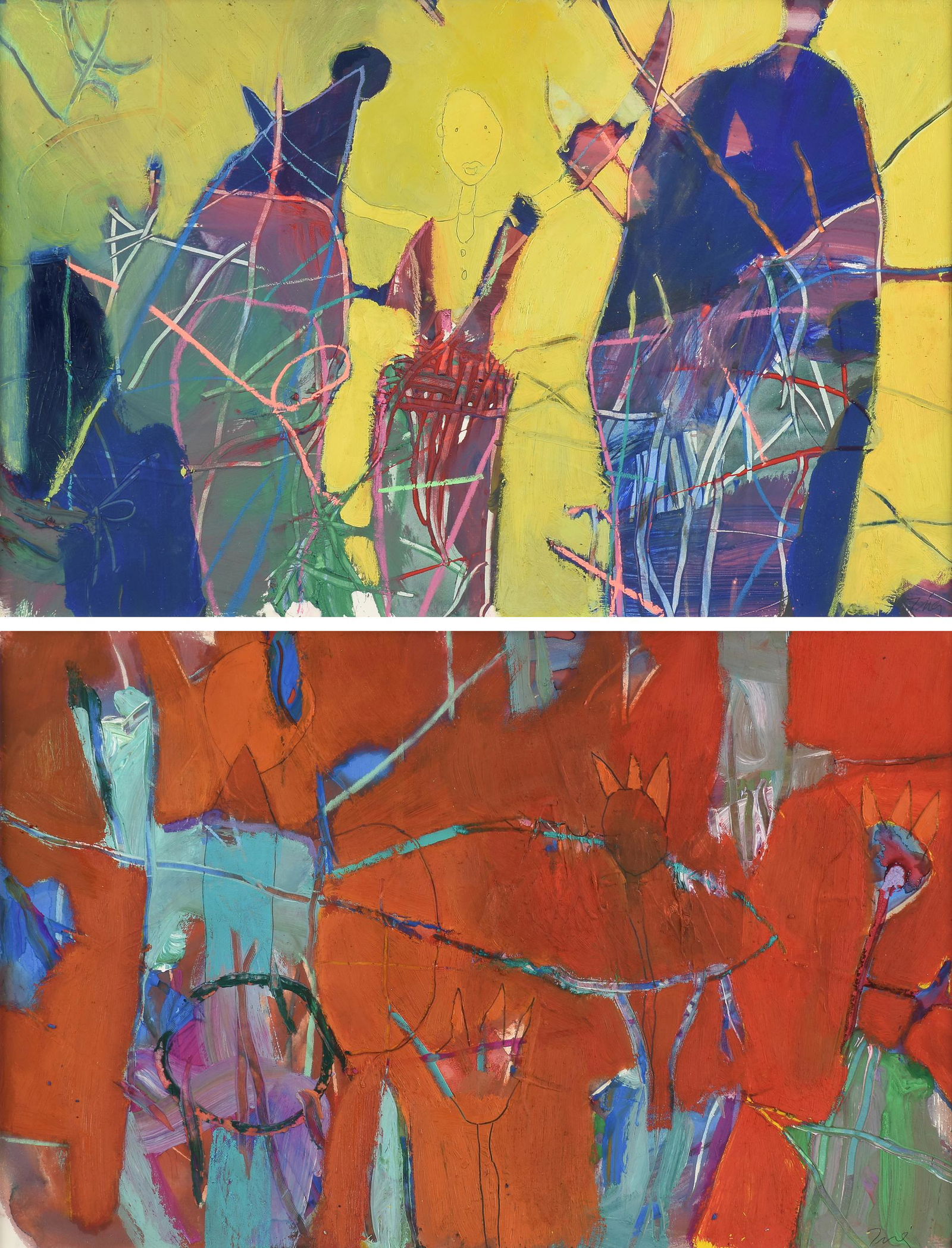 TRINA MCISAAC (American/Texas b. 1956) TWO PAINTINGS, (1 of 18)