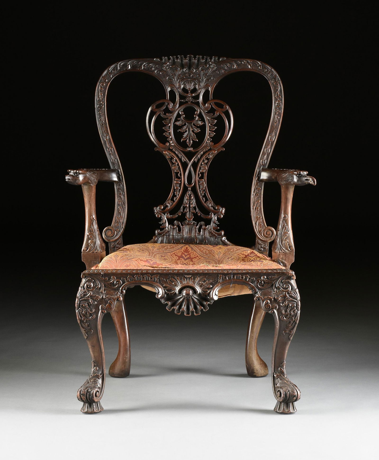 A FINE IRISH GEORGE II STYLE ORNATELY CARVED MAHOGANY (1 of 10)