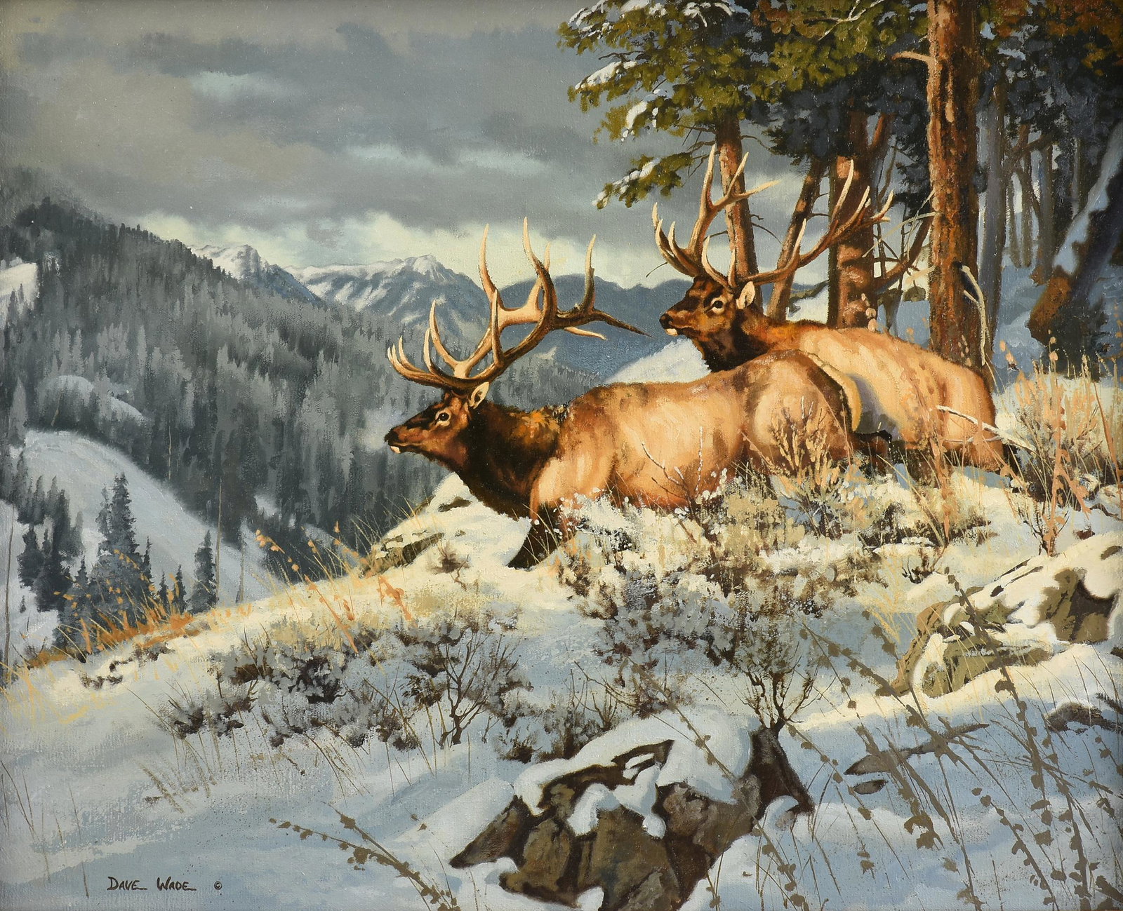 DAVE WADE (American 1952-2019) A PAINTING, "Elks in (1 of 13)
