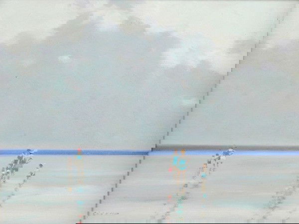 ANDRE GISSON (American 1928-2003) A PAINTING, "Su: ANDRE GISSON (American 1928-2003) A PAINTING, "Surfside," oil on canvas, signed L/R. 12" x 16". Framed.