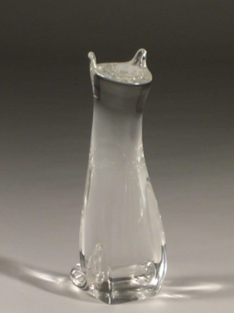A Steuben crystal sculpture of a seated cat. Heigh