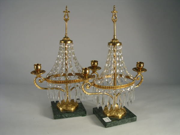 A pair of Neo-Classical gilt-bronze candelabra, eac