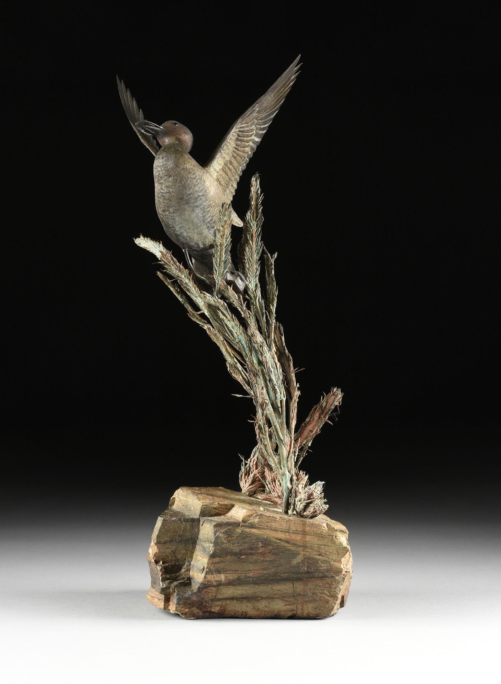 A WILDLIFE BRONZE, "Duck in Flight," 20TH CENTURY, (1 of 13)