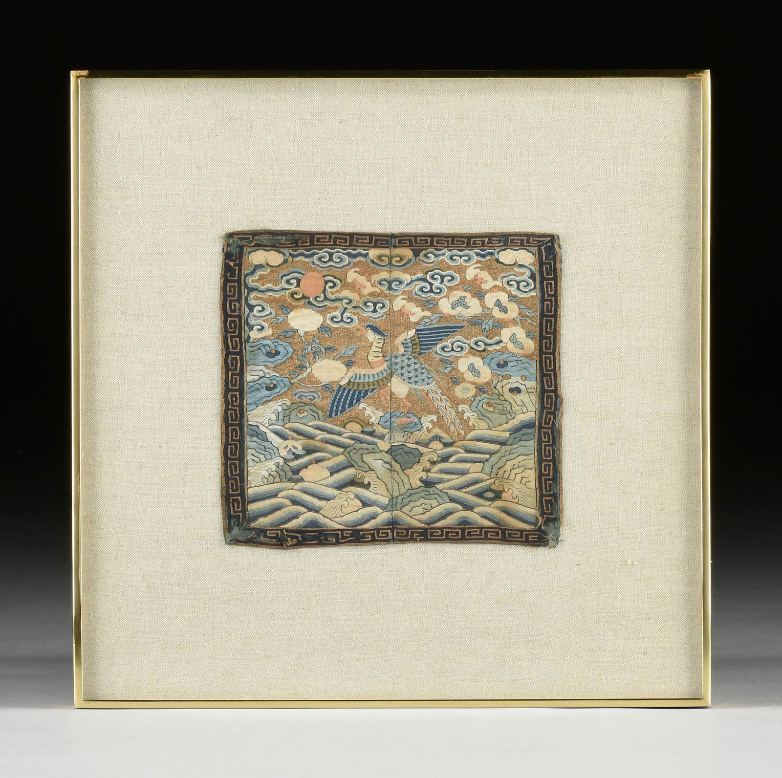 A CHINESE QING DYNASTY CIVIL SERVANT COURT BADGE, RANK (1 of 8)