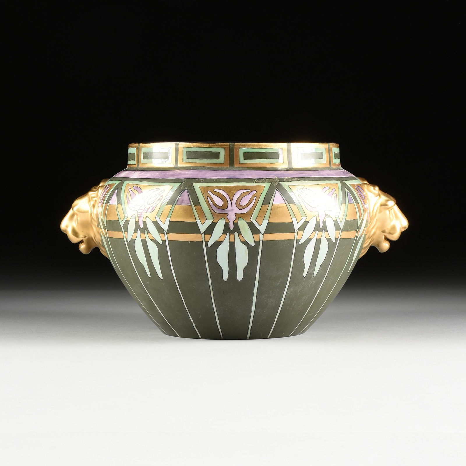 AN AUSTRIAN GILT AND IRIDESCENT GREEN GROUND PORCELAIN (1 of 6)