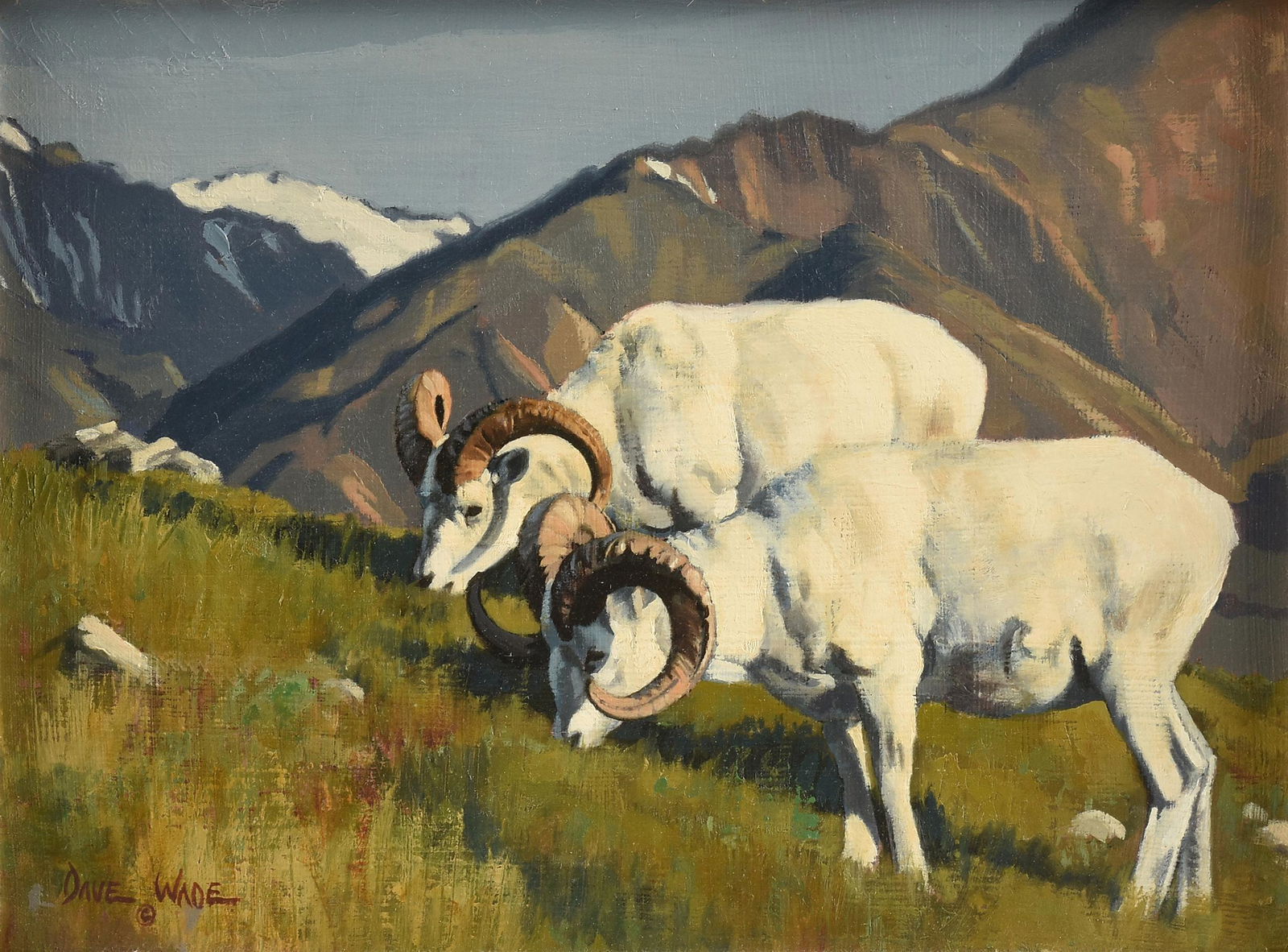DAVE WADE (American 1952-2019) A PAINTING, "Two Rams," (1 of 9)
