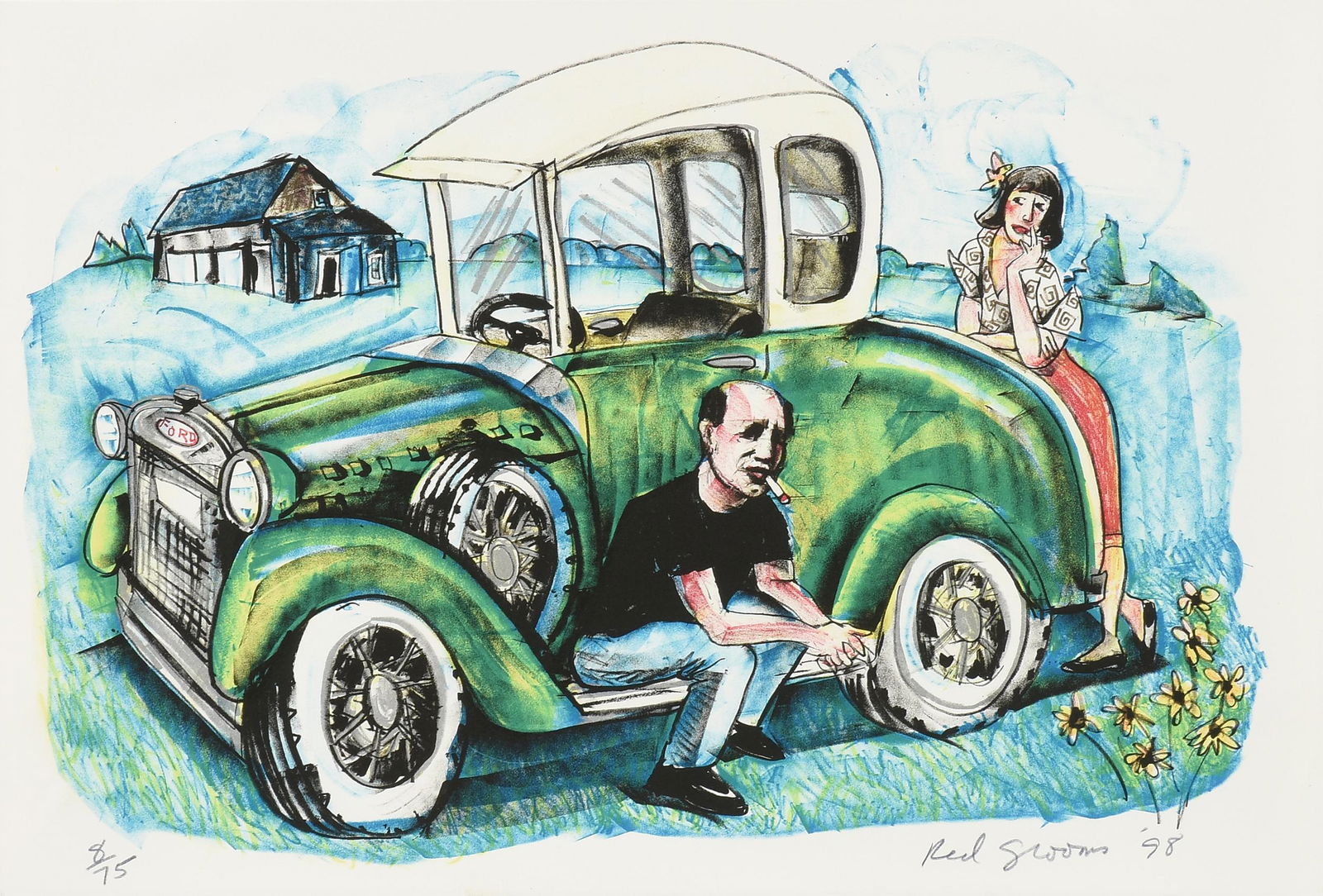 RED GROOMS (American b. 1937) A PRINT, "Pollock's Model (1 of 10)