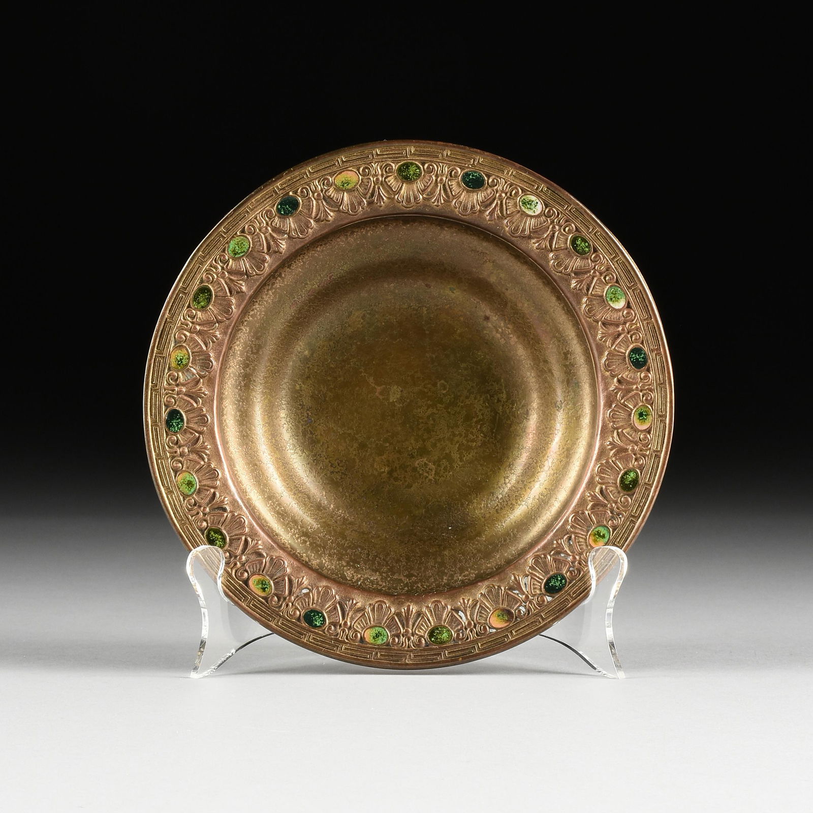 A LOUIS COMFORT TIFFANY GILT AND ENAMELED BRONZE BOWL, (1 of 5)