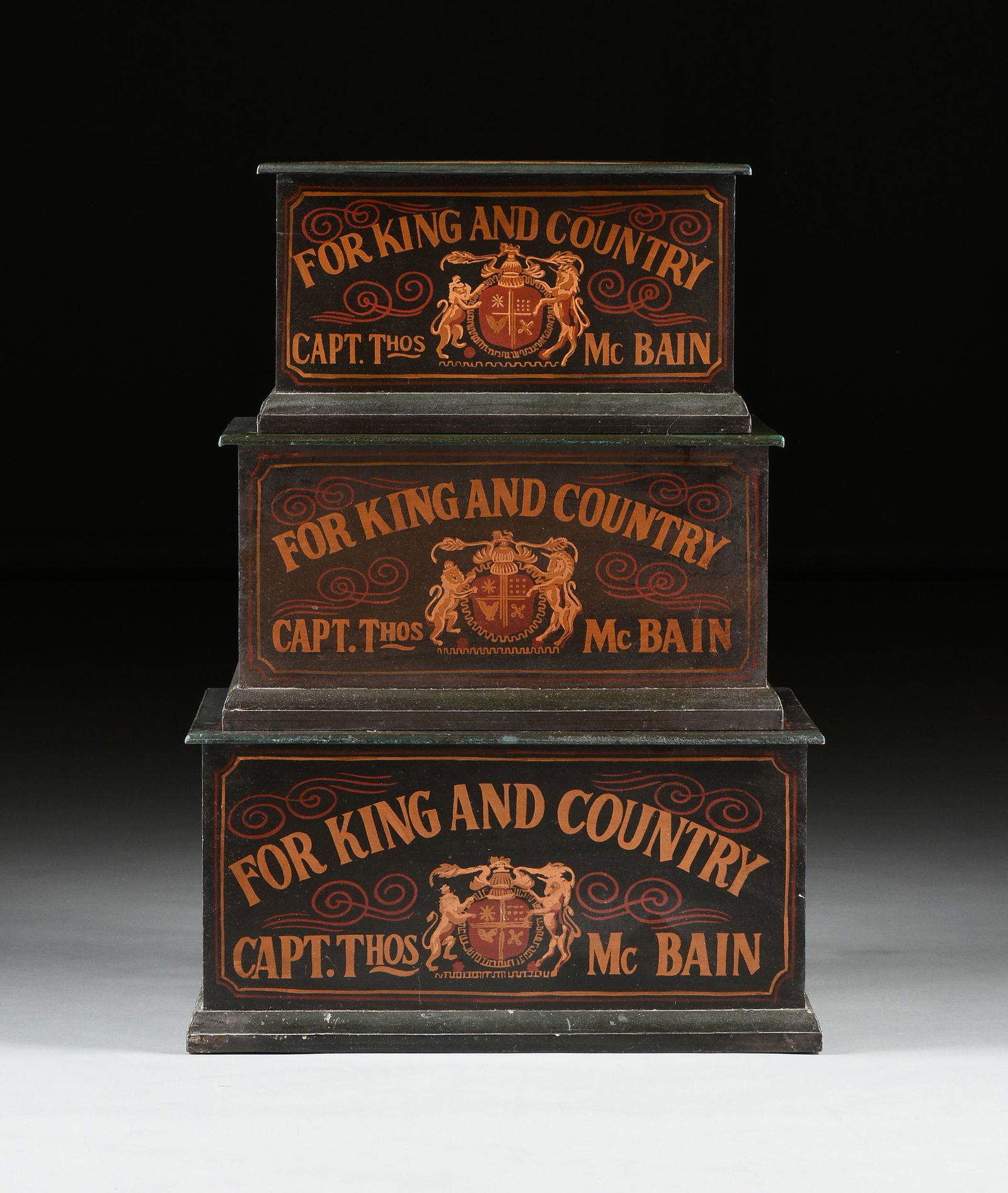 THREE GEORGE III STYLE SHIP CAPTAIN'S PAINTED WOOD (1 of 5)