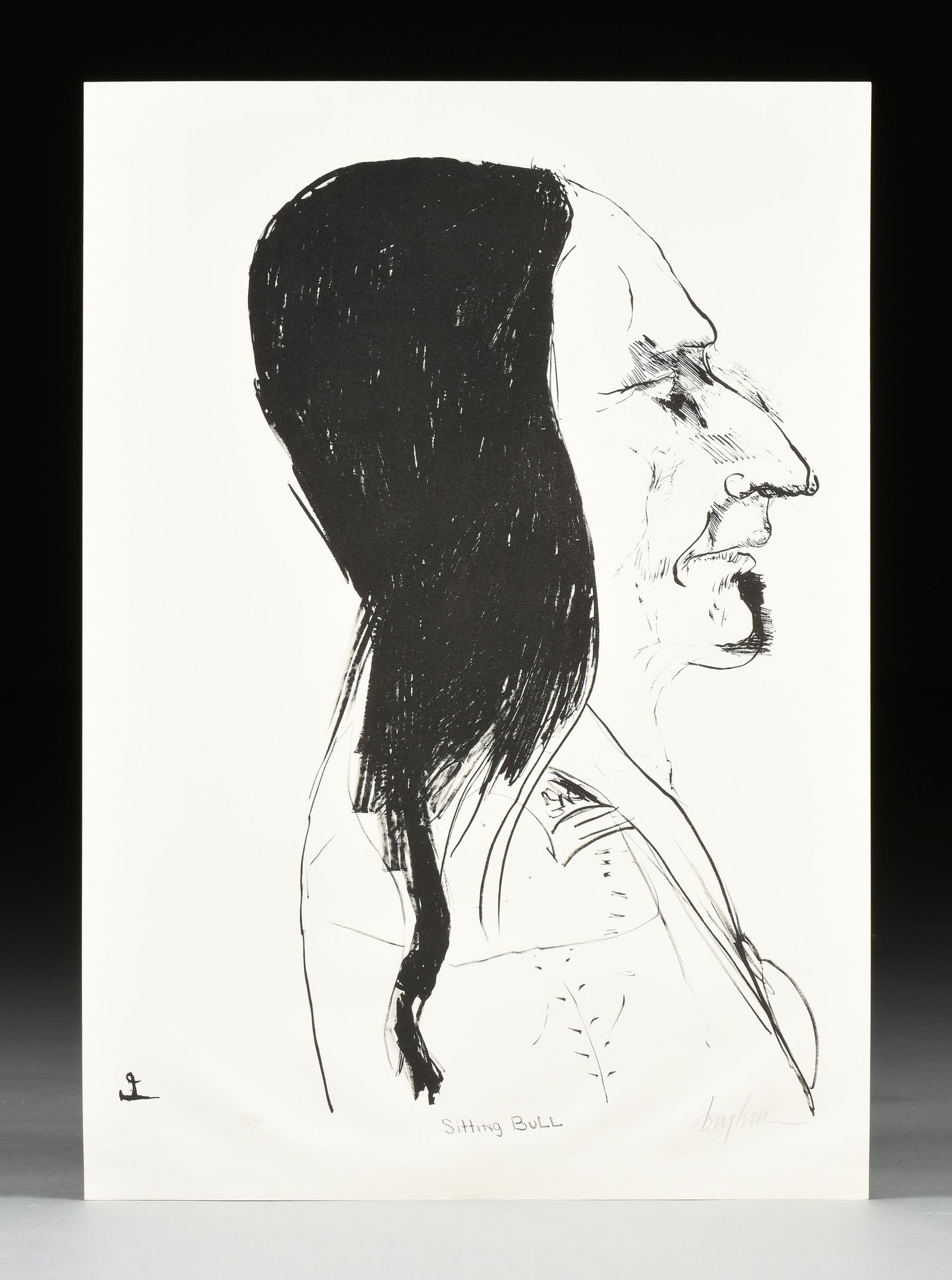 LEONARD BASKIN (American 1922-2000) A PRINT, "Sitting (1 of 14)