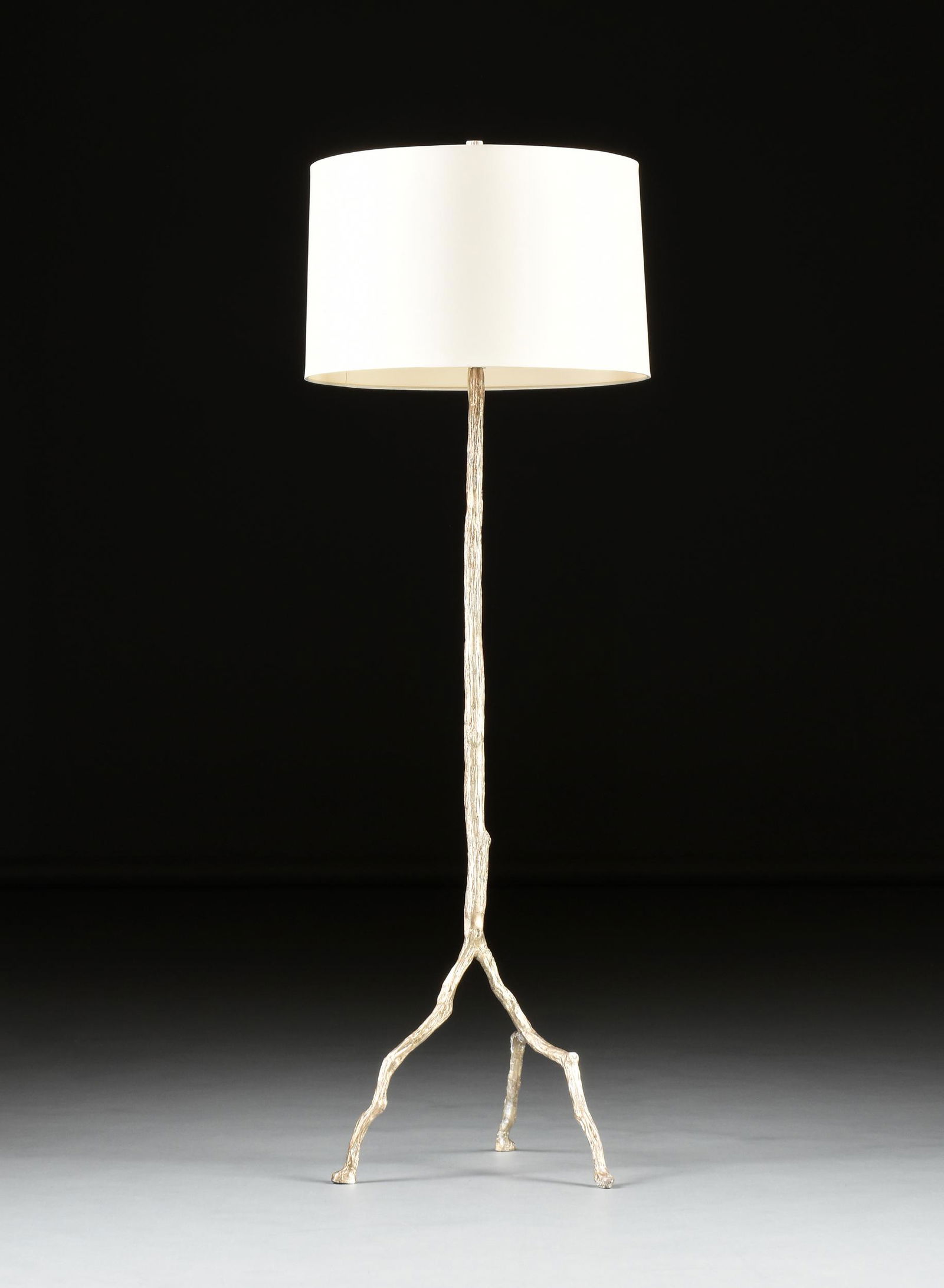 A CONTEMPORARY SILVER PAINTED METAL TREE BRANCH FORM (1 of 4)