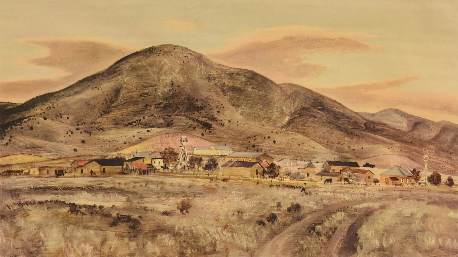 PETER HURD (American 1904-1984) A PRINT, "Rancheria," (1 of 14)