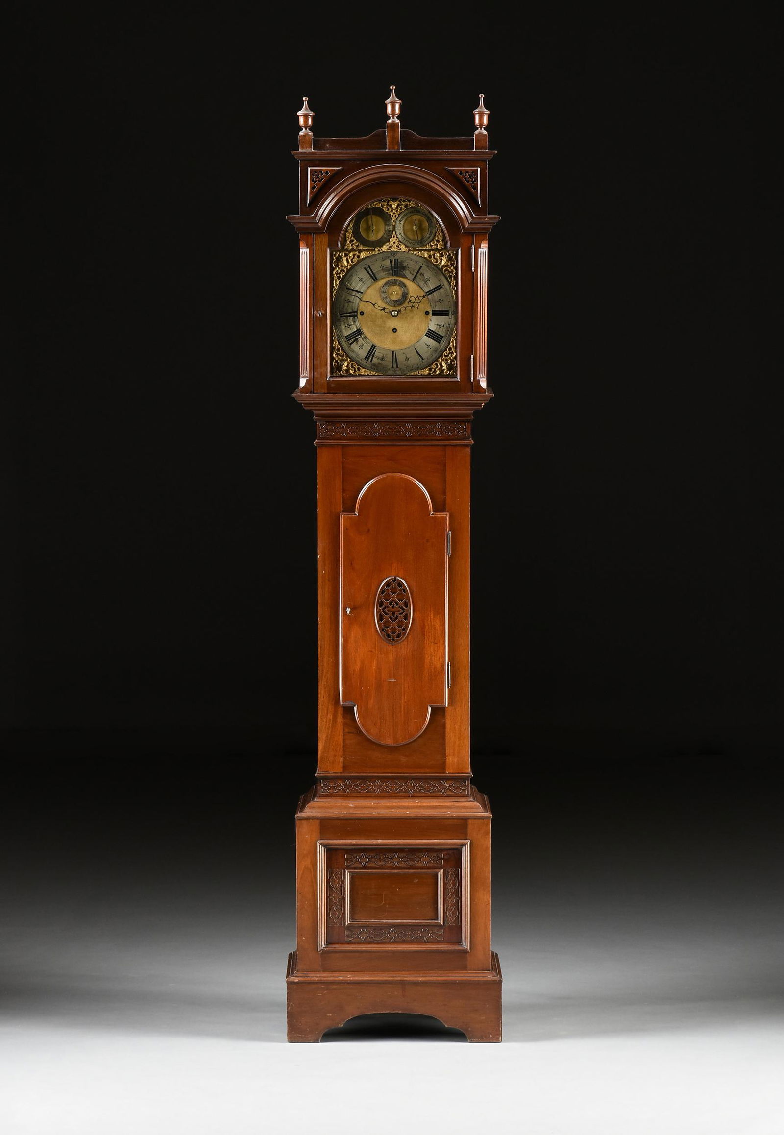 A GEORGE III STYLE MAHOGANY LONGCASE CLOCK, BY MAPLE & (1 of 10)