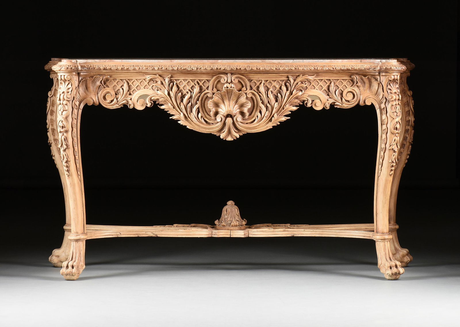 A RÉGENCE STYLE MARBLE TOPPED CARVED WOOD CONSOLE (1 of 10)