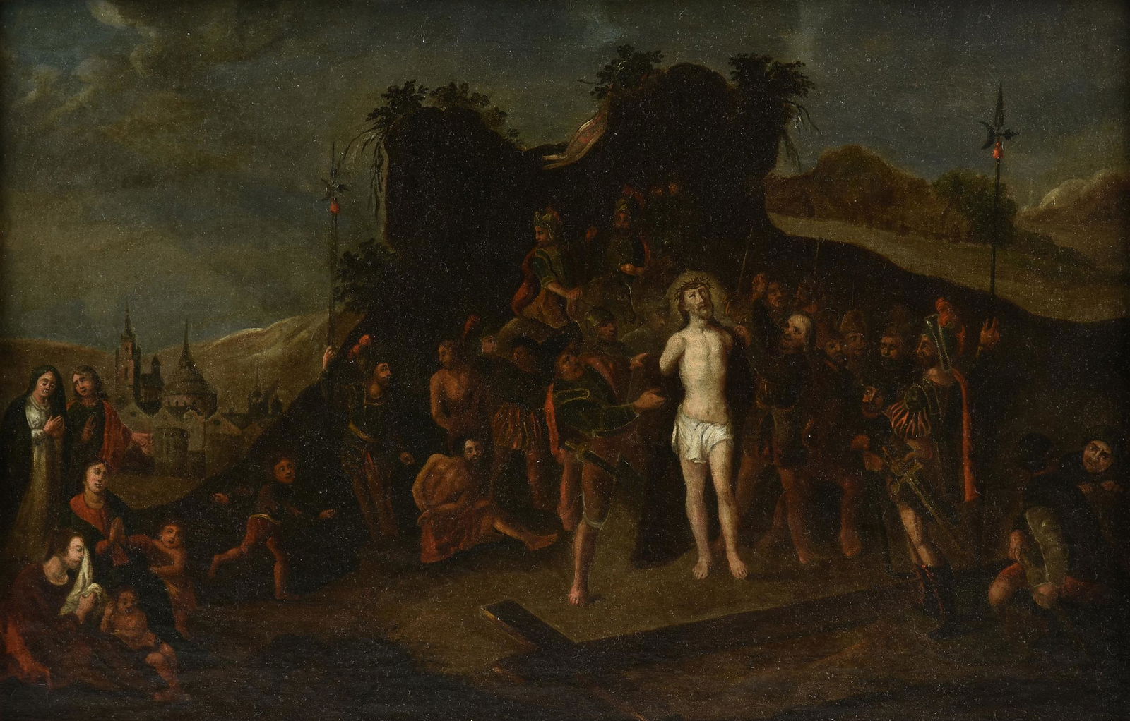 A HISPANO FLEMISH SCHOOL PAINTING, "Jesus Stripped of (1 of 14)