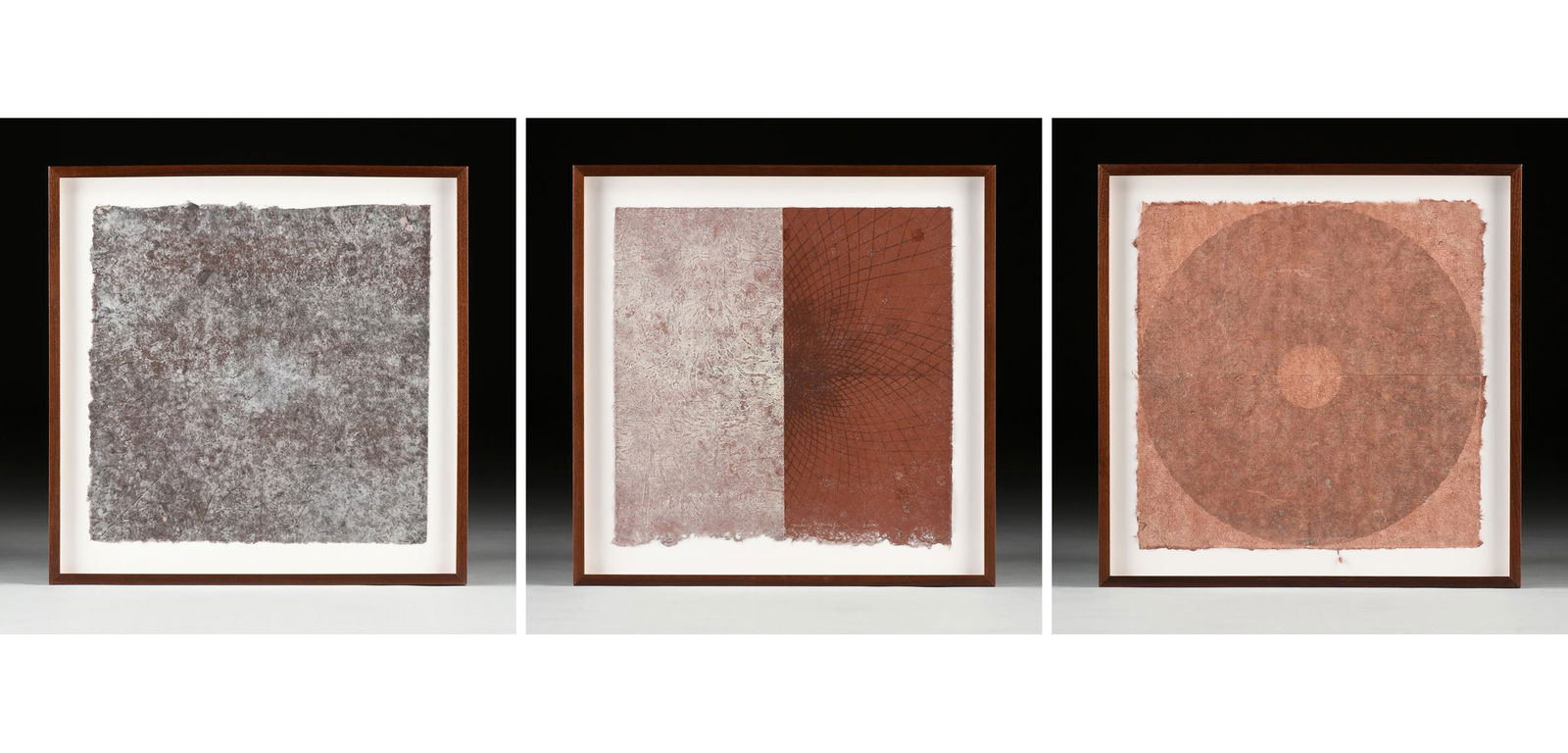 MARY JUDGE (American b. 1953) THREE PRINTS FROM THE: MARY JUDGE (American b. 1953) THREE PRINTS FROM THE 'ROSE WINDOW' SERIES, 2006, each on handmade Wildwood paper, each respectively titled L/R, "A27," "A37," and "A33," and each signed L/C, "Mary King,