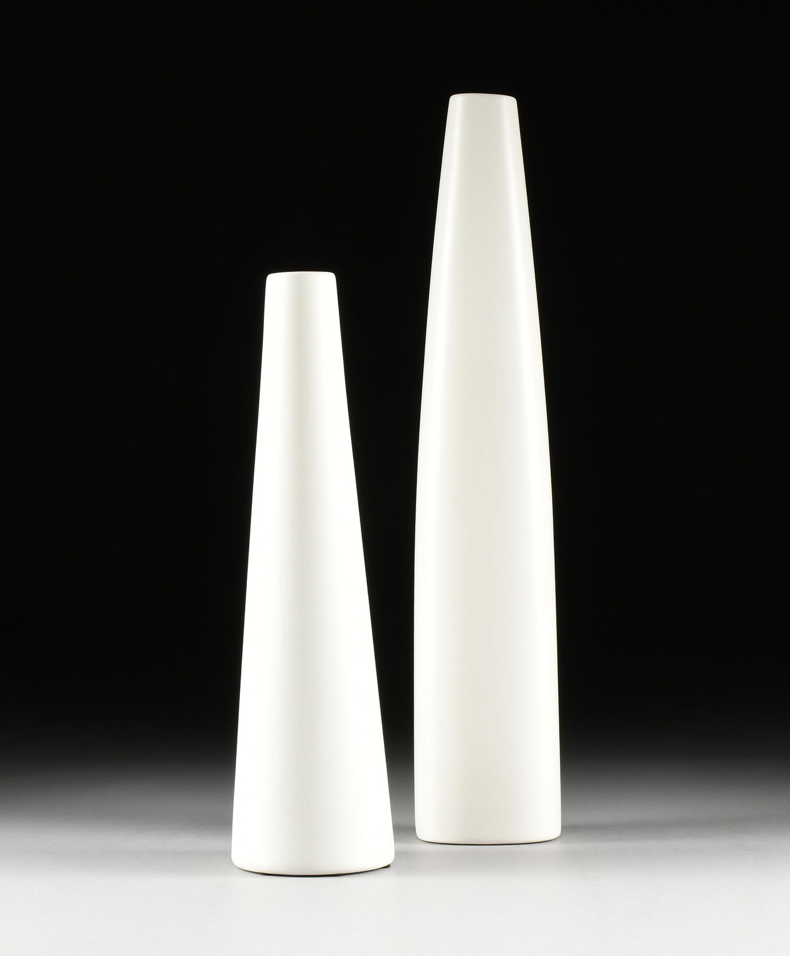 TWO GERMAN WHITE EARTHENWARE VASES, ASA COLLECTION, 'EASE VASE,' MODERN, (1 of 5)