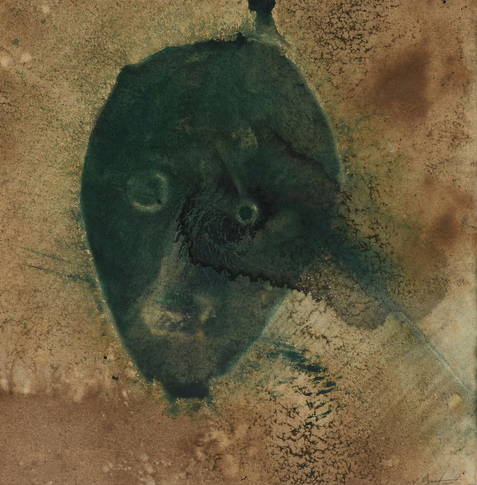 VIRGIL GROTFELDT (American/Texas 1948-2009) A PAINTING, "Head Study," 1992, (1 of 13)