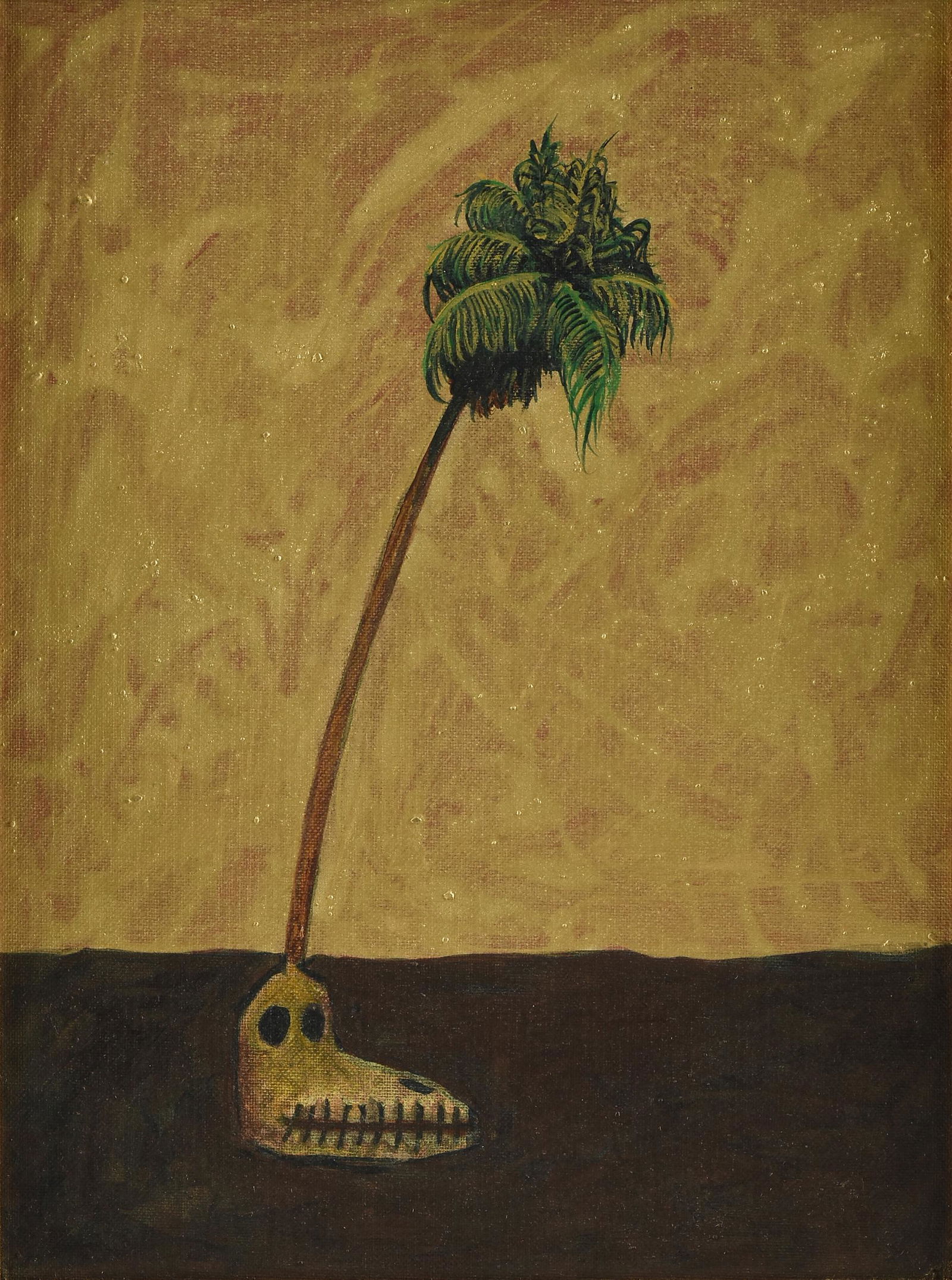 EARL STALEY (American/Texas b.1938) A PAINTING, "Skull and Palm," 1990, (1 of 10)