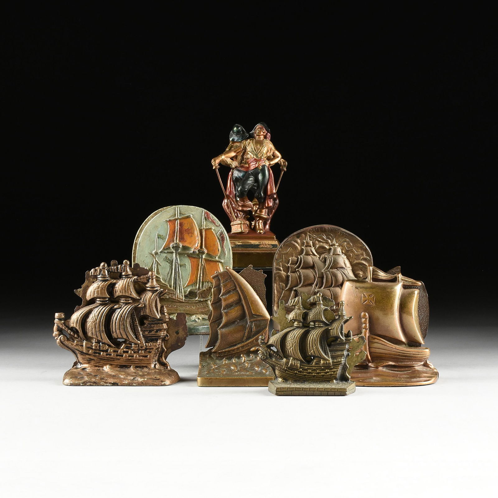 SEVEN PAIRS OF BOOKENDS WITH A NAUTICAL THEME, AMERICAN, 20TH CENTURY, (1 of 8)
