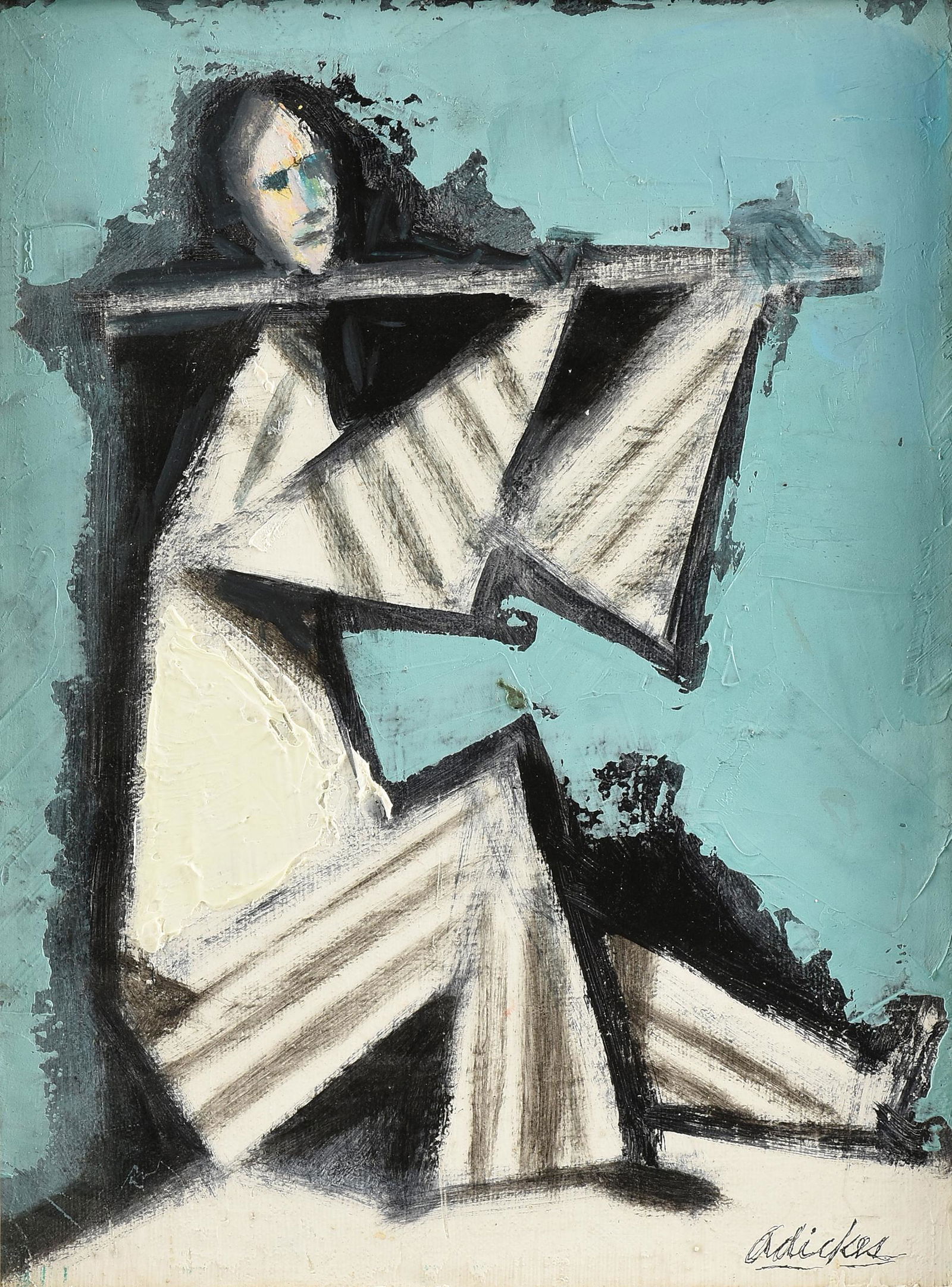 DAVID ADICKES (American/Texas b. 1927) A PAINTING, "Flute Player," 1959, (1 of 11)