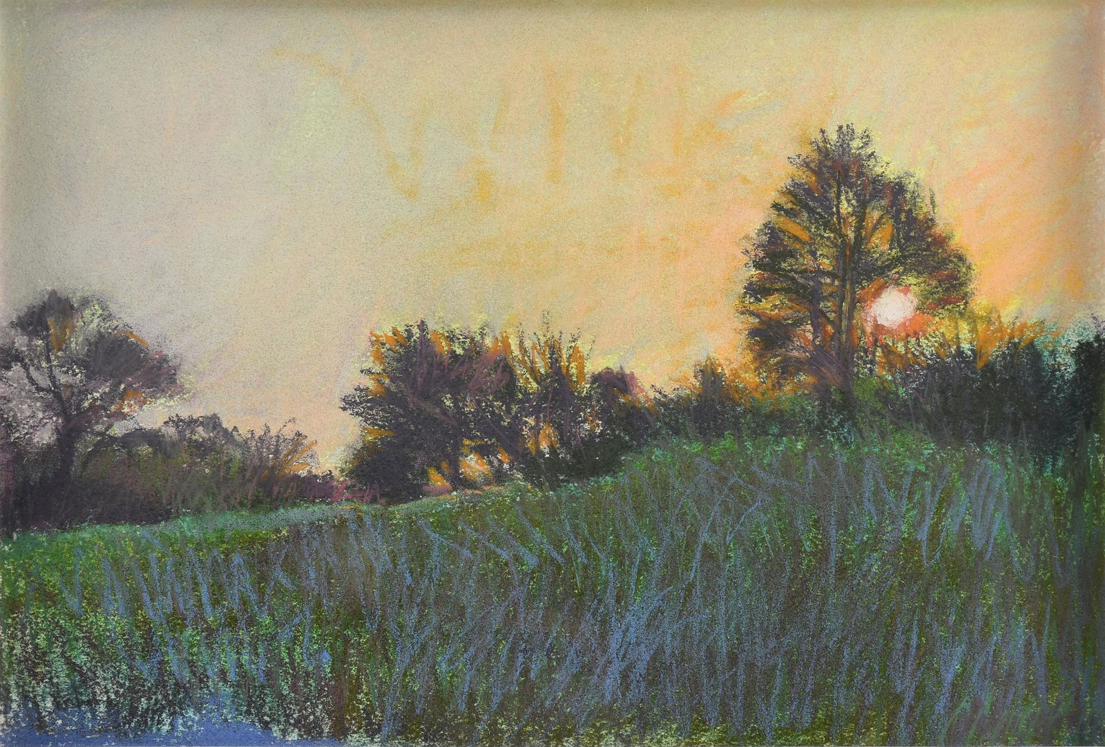 WILLIAM ANZALONE (American/Texas b. 1935) A DRAWING, "Landscape at Sunset (Untitled)," 20TH CENTURY, (1 of 10)