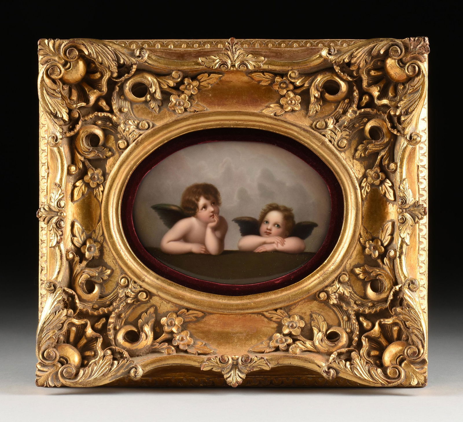 A KPM HAND PAINTED "RAPHAEL'S CHERUBS" PORCELAIN PLAQUE, BERLIN, MARKED, LATE 19TH/EARLY 20TH (1 of 7)