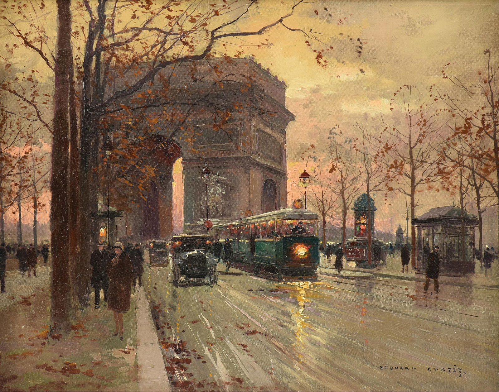 ÉDOUARD CORTÈS (French 1882-1969) A PAINTING, "Arc de Triomphe," 20TH CENTURY,: EDOUARD CORTES (French 1882-1969) A PAINTING, "Arc de Triomphe," 20TH CENTURY, oil on canvas, signed L/R; 20'' x 26'', framed 25 1/2'' x 31 1/4''. Provenance: Private Collection, Dallas, Texas