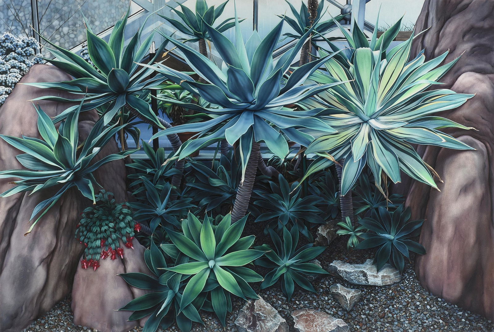 SIMEON LAGODICH (American b. 1954) A PAINTING, "Blue Palm," 1981, (1 of 16)