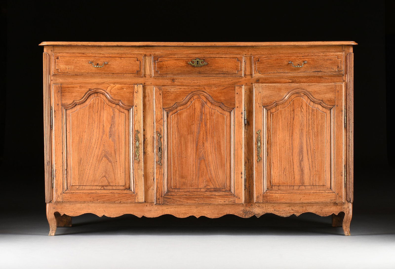 A FRENCH PROVINCIAL LOUIS XV STYLE CARVED CHERRY BUFFET, 18TH/19TH CENTURY, (1 of 11)