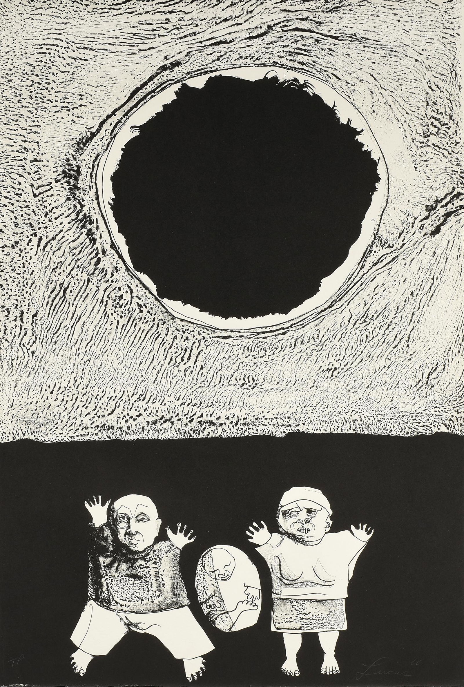 LUCAS JOHNSON (American/Texas 1940-2002) FIVE PRINTS, "Untitled," 1966, (1 of 15)