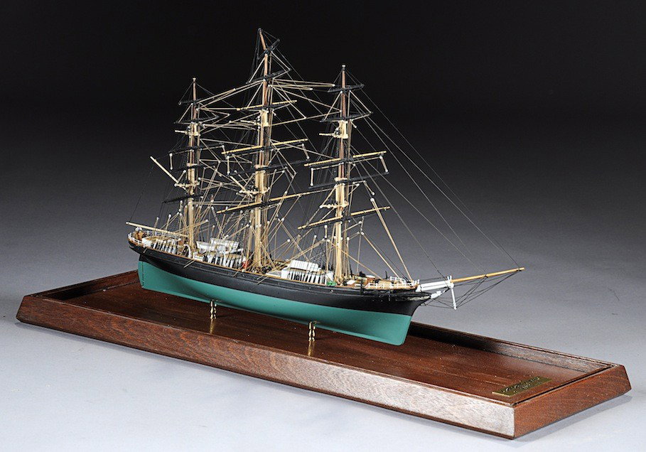 FROM THE LONG BAR OF RAFFLES IN SINGAPORE, A FINE : FROM THE LONG BAR OF RAFFLES IN SINGAPORE, A FINE MODEL SHIP OF THE CLIPPER "COMPOSITE". This model was on display at the famous long bar of Raffles in Singapore for over fifty years. It was then tran